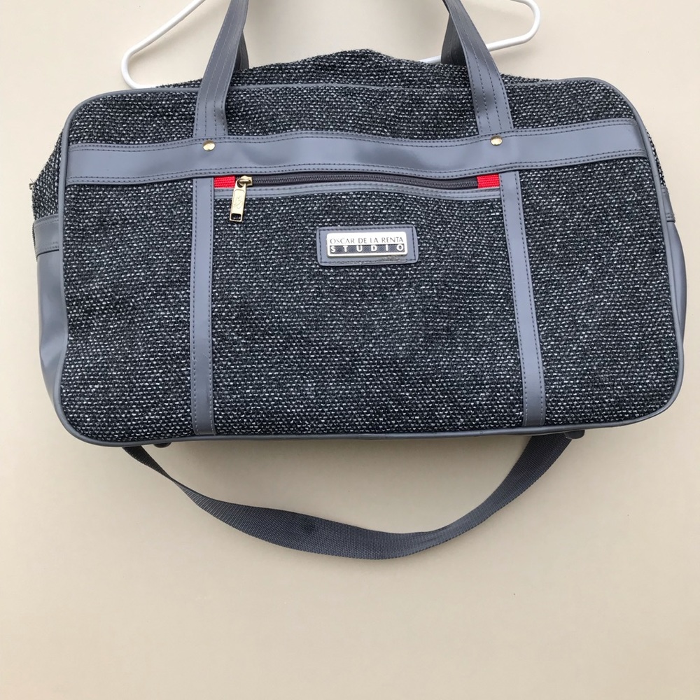 Oscar de la Renta Tweed Grey travel bag